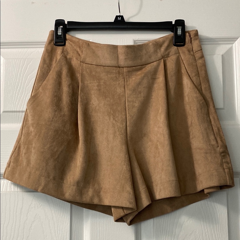 Tan Faux Suede Shorts